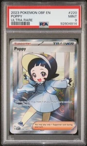 2023 POKEMON OBF EN-OBSIDIAN FLAMES 220 POPPY ULTRA RARE PSA MINT 9 - Picture 1 of 4