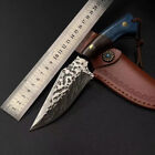 Fixed Blade With Leather Sheath Survival Tactical Outdoor Camping Straight Knife