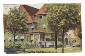 1910 SOUTH BEND INDIANA J D OLIVER HOME PORCH POSTCARD IN WAKEFIELD NEBRASKA NE - Picture 1 of 2