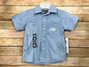 NWT ECKO UNLTD 2T Boys Toddler Casual Button Down Shirt Light Blue Short Sleeve - Picture 1 of 5