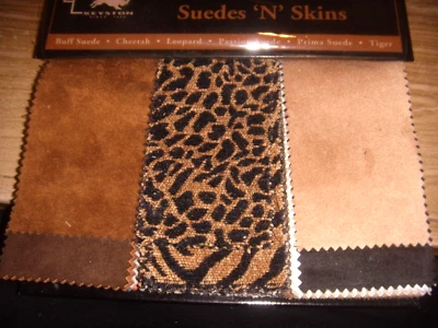 FABRIC 92 PCS SAMPLE BOOKS SUEDE "N" FAUX ANIMAL PATTERNS  7" X 3" - Image 1 of 4