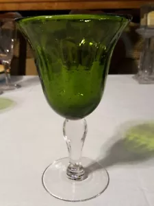 Artland Green Water Goblet Handcrafted Glass - Picture 1 of 7
