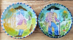 TWO Bowl 6" Maquevista Redondo Portugal Pottery Terracotta Signed Zezay Vintage - Picture 1 of 6