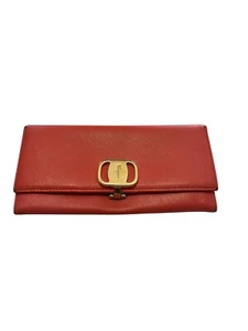 Salvatore Ferragamo Leather Long Bifold Wallet Melon Orange Pink - Picture 1 of 11