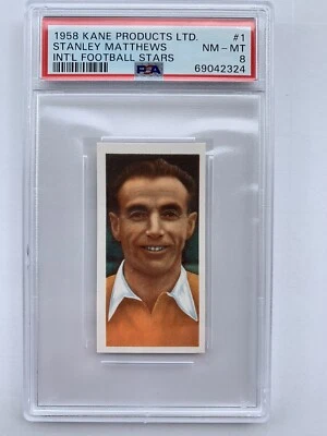 1958 Stanley Matthews Salón de la fama Kane Products Estrellas de fútbol internacionales "Raro" PSA 8 Foto 1 de 2