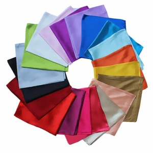 Women Solid Neck Neckerchief Soft Silk Bandana Square Wrap Scarf Head - Picture 1 of 27