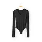 Autumn Sexy Women Slim Long Sleeve V-Neck Tops Cotton Knitted Bodysuits