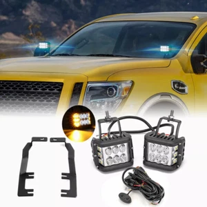 4'' Amber Side Strobe Light Ditch Mount Wire Kit For 2016-17 18 19 Nissan Titan - Picture 1 of 9