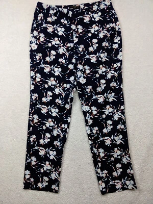 Calça Banana Republic Avery Feminina 4 Azul Marinho Estampa de Flores Tornozelo Cintura Média - Imagem 1 de 4