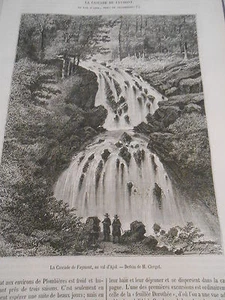 La Cascade de Faymont au Val d'Ajol landscape Waterfall Gravure Old Print 1872 - Picture 1 of 1
