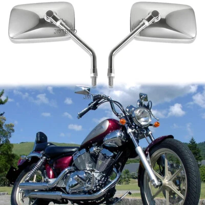 Espejos retrovisores cromados rectangulares moto 10MM para Yamaha Virago 125 535 750 1100 Foto 1 de 4