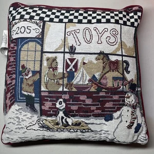 Christmas 205 Toy Store Snowman 16" x 16" tapestry throw pillow- NICE - Picture 1 of 7