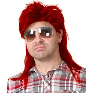Mens Mullet Wig 70s 80s Halloween Cosplay Costume Wigs for Fancy DressRed - Picture 1 of 6