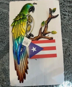 Tropical Metal Wall Sculpture Parrot Bird Puerto Rico Flag Beach Decor NWT - Picture 1 of 5