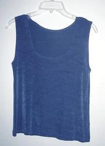 Weekenders M Sleeveless Knit Tank Top Darker Blue Slinky Knit Stretchy - Picture 1 of 4
