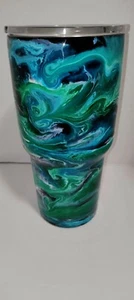 Vaso hecho a mano 32 oz. Resina "Océano enojado" - Imagen 1 de 9