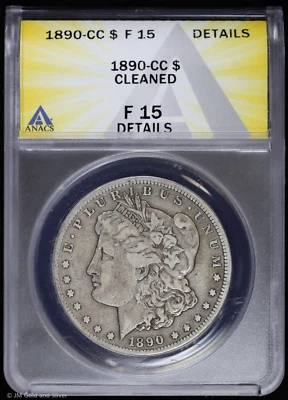 1890-CC $1 Morgan Silver Dollar ANACS F 15 Details - Image 1 of 4