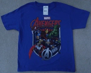 MARVEL AVENGERS SHIELD GROUP HULK, THOR, CAPT AMERICA, IRONMAN BOY'S LRG T-SHIRT - Picture 1 of 3