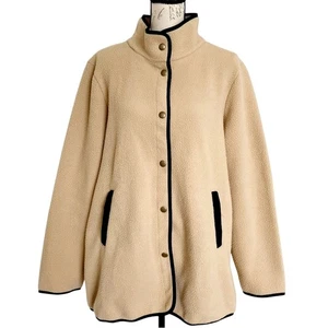 J. Abrigo polar Crew Piped Sherpa talla L caqui camel chaqueta de invierno - Imagen 1 de 15