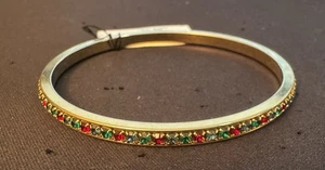 Brazalete Brazalete Mujer Swarovski Rojo Azul Verde Cristal Sabio Tono Dorado Etiquetas - Imagen 1 de 2