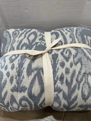 Pottery Barn Ikat Jacquard Comforter Full Queen Chambray Blue - Image 1 of 2