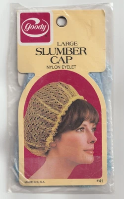 Vintage New 1982 #41 Goody Slumber Cap Size Large Soft Nylon Eyelet Blue Fabric Foto 1 de 2