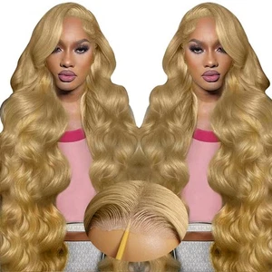 28 Inch Honey Blonde Wig Human Hair 200% Density 7x5 Blonde Lace Front Wigs H... - Picture 1 of 7
