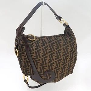 FENDI Zucca One Shoulder Bag Brown Canvas Leather Handbag #6656 - Picture 1 of 16