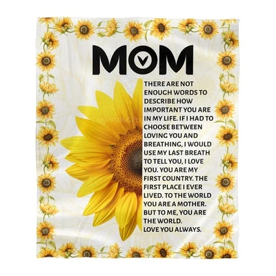 Sunflower Blanket Gift For Mom, To My Mom Fleece Blanket From Daughter On Xmas - Image 1 of 4
