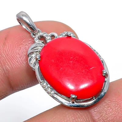 Colgante Cobre Rojo Turquesa Diseño Antiguo Rodio 1.37" P549-202 Foto 1 de 3