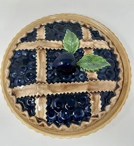 Vintage Trompe l'Oeil Blaubeere & Pflaumen Tortenplatte mit Deckel Deko Tortenplatte - Bild 1 von 10