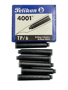 6 PELIKAN 4001 FÜLLFEDERHALTER PATRONEN BRILLANT BLACK TP/6 - Bild 1 von 1
