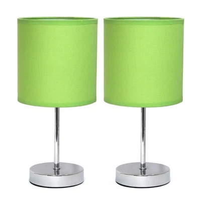 LT2007-GRN Mini Lámpara de Mesa Básica Cromada con Pantalla de Tela, Verde Foto 1 de 4