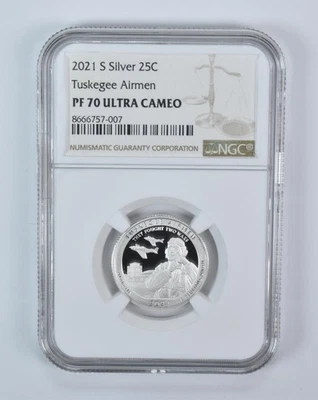 2021-S Washington Quarter ATB Silver Tuskegee Airmen PF70 UCAM NGC *5528 - Image 1 of 4