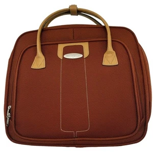 Samsonite burnt orange tweed footed briefcase laptop bag carry on leather strap - Picture 1 of 16