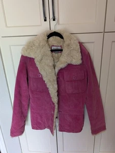 Vintage Wilsons Leather Maxima Pink Suede Jacket Fur Trim Large - Picture 1 of 18