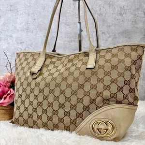 Bolso de mano de lona GUCCI GG vintage auténtico de Japón - Imagen 1 de 24