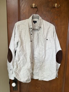 J Crew Heavyweight Flannel Shirt - Men’s Size Small - Cloud Gray, Suede Elbow - Picture 1 of 5