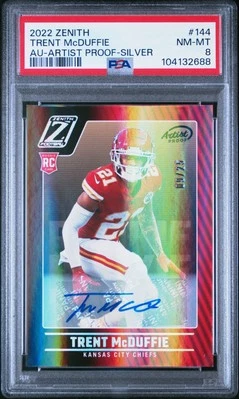 2022 PANINI ZENITH AUTO-AP-SILVER #144 TRENT MCDUFFIE 9/25 PSA 8 - Image 1 of 2