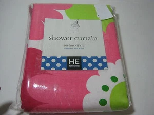 Neu HE Home Etceteras Stoff Duschvorhang 72x72 Jumbo Floral Rosa, Grün, Rot - Bild 1 von 4