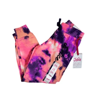 NWT Justice Girls Multi Color Tie Dye Joggers Sweatpants - Size Large - 12/14 - Picture 1 of 7