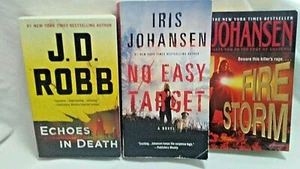 3 Paperbacks-Fire Storm & No Easy Target-Iris Johansen/Echoes In Death-J.D. Robb - Imagen 1 de 9