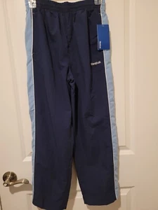 Reebok Track Pants Size L Navy Blue Youth Kids Drawstring Mesh Lined - Picture 1 of 3