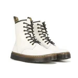 Dr. Martens Women’s White Leather Zavala 8 Eye Lace Up Combat Boots Size 7 - Picture 1 of 14
