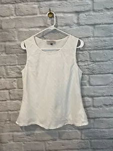 Camiseta sin mangas Ivan Grundahl para mujer blanca mezcla de lino a rayas talla 42/M - Imagen 1 de 6