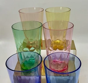 Stackable Tumblers Jewel Tone Colors Plastic Acrylic Set Of 6 - Picture 1 of 8