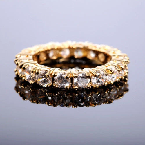 ANILLO ESTILO ALIANZA PARA BODA,COMPROMISO,ORO AMARILLO CON PIEDRAS TOPACIO - Imagen 1 de 1
