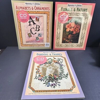 3 Memories of a Lifetime Artwork Books/CDs Scrapbooking Template Fabric Transfer - Image 1 of 4
