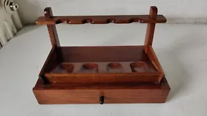 PORTAPIPE /ESPOSITORE PIPE IN LEGNO ( PER 4 PIPE ) CON CASSETTINO - Imagen 1 de 9