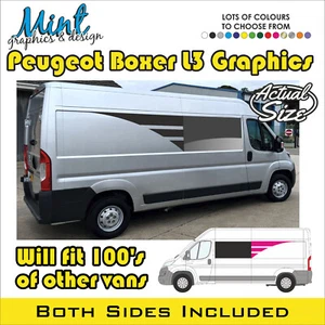 LWB PEUGEOT BOXER L3 MOTORHOME CAMPER VAN STRIPES GRAPHICS DECALS 060 - Picture 1 of 4